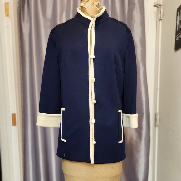 Vintage BUTTE KNIT ladies Navy Wool Knit Jacket - Picture 5 of 5